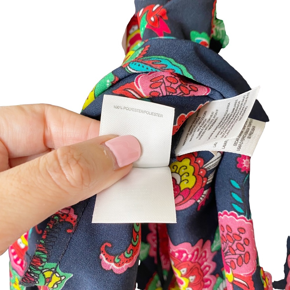 Jones New York Floral Smocked Boho Long Sleeve Blouse Tunic Large - Picture 6 of 7